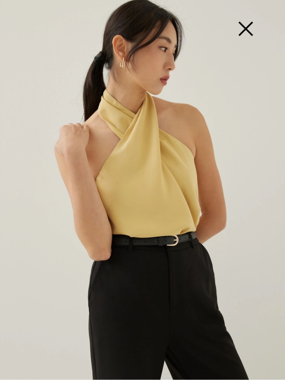 Love Bonito Satin Halter Top Dusty Yellow Size M NWOT